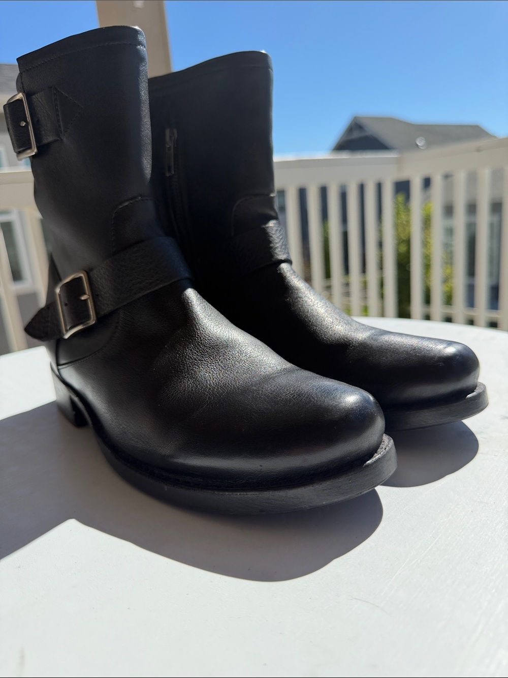 Frye Vicky Engineer Black Leather Boots-Sz 10